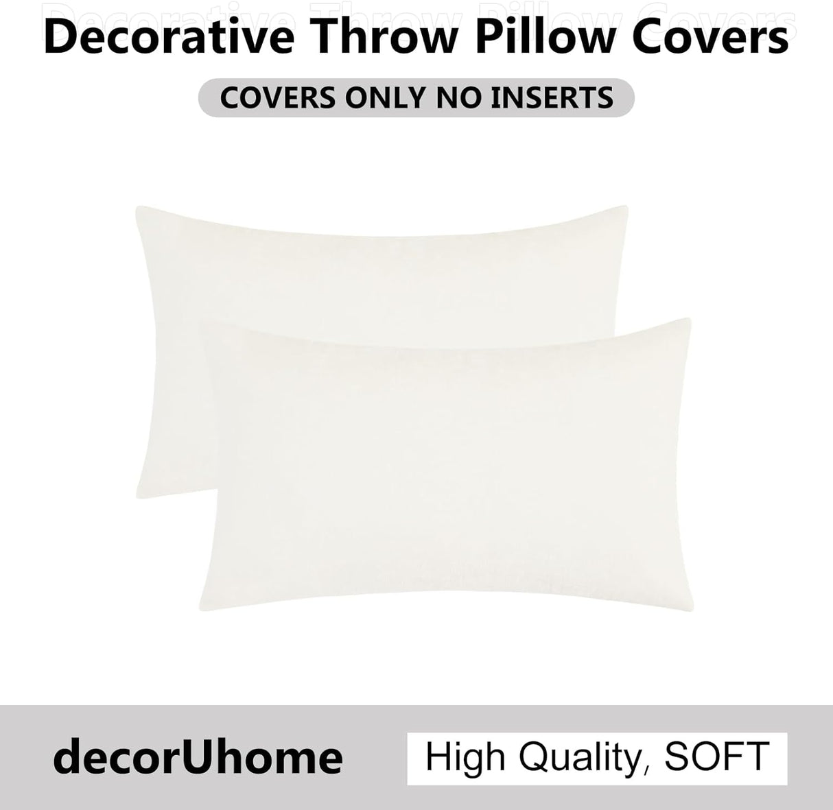 Fundas de Cojines Decorativos 12x20 decorUhome, Set de 2