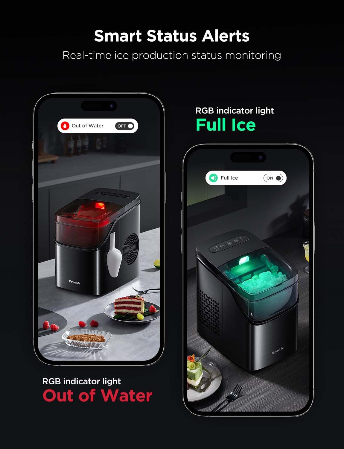 Máquina de Hielo GoveeLife, 26lbs/24h, Control por Voz, RGB