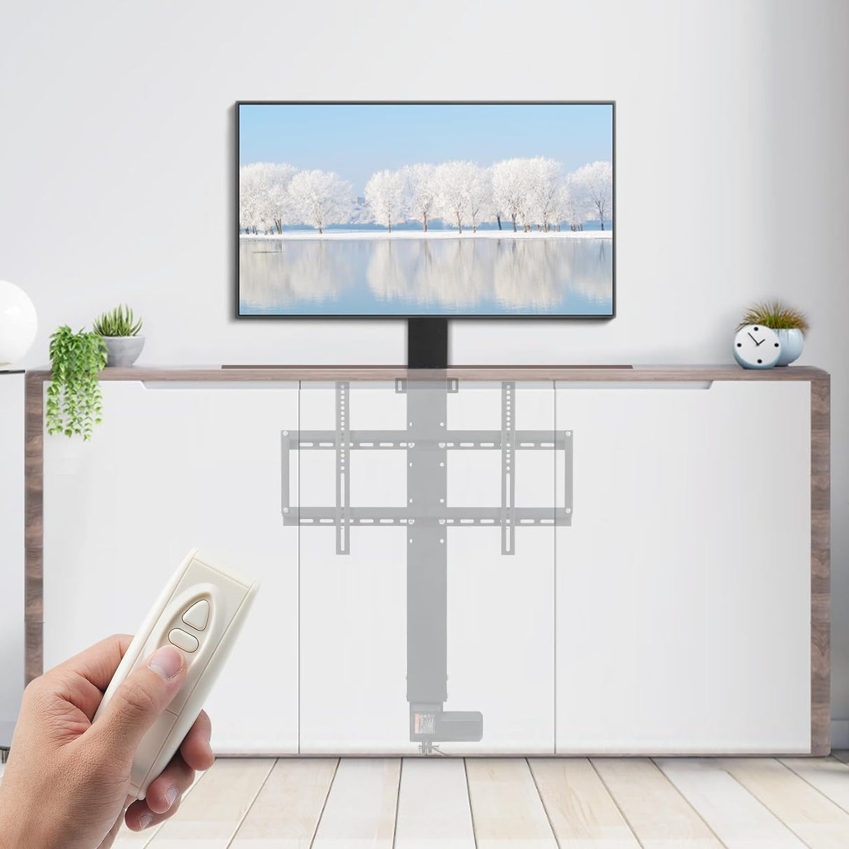 Soporte Elevador de TV VEVOR, Altura Ajustable, Control Remoto