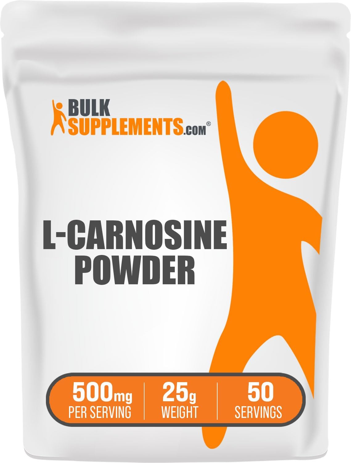 Suplemento en polvo L-Carnosina BulkSupplements, 500mg, 25g