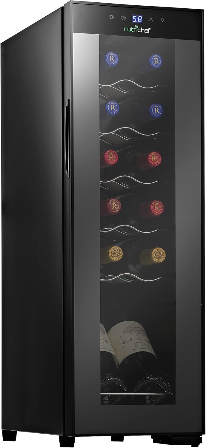 Refrigerador de vino NutriChef para 12 botellas termoeléctrico
