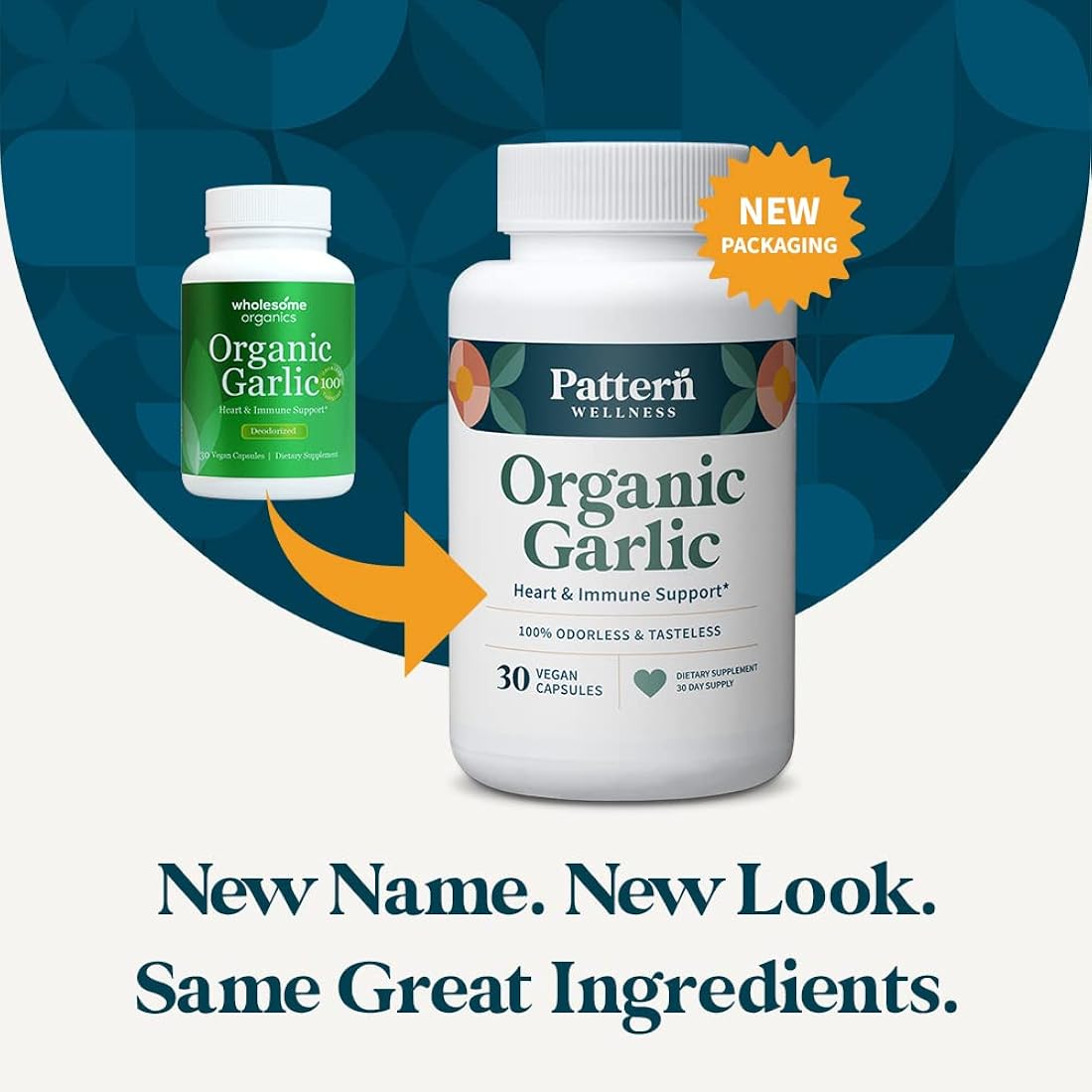 Suplemento Wholesome Organics Ajo orgánico sin olor 30 tab