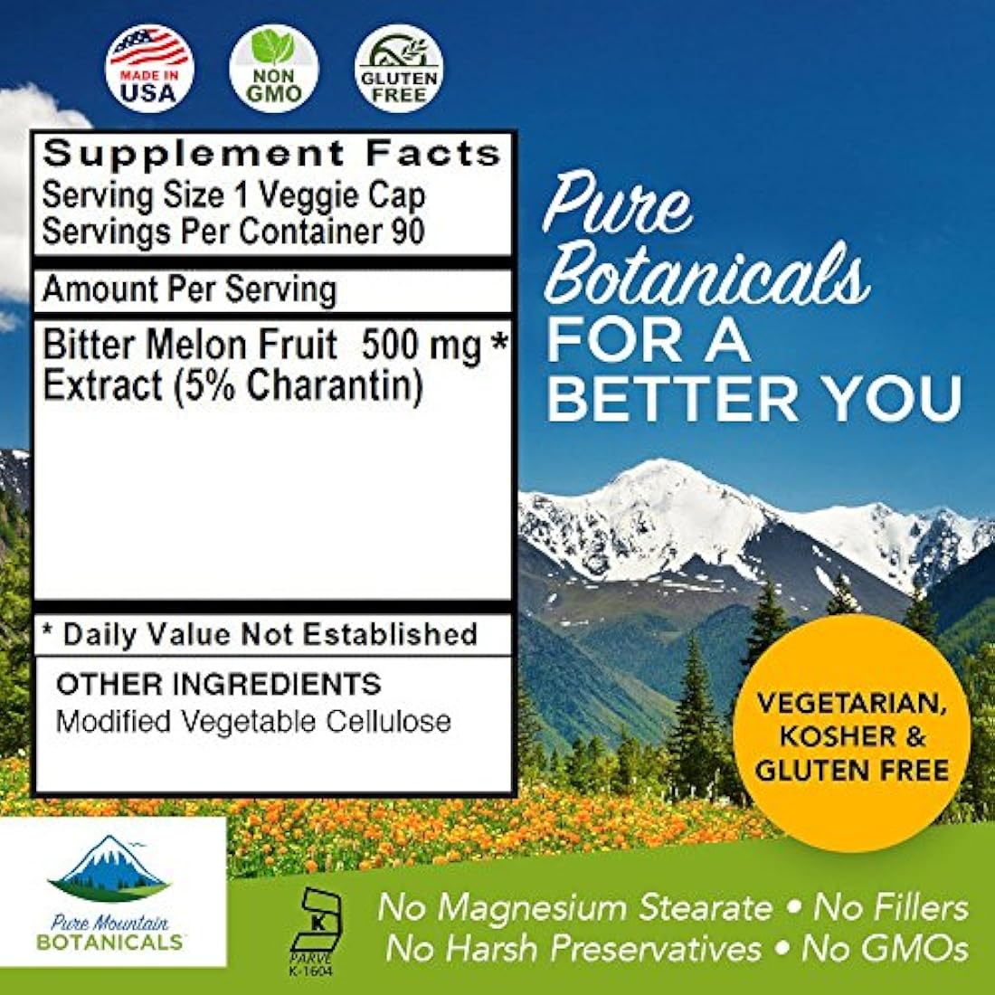 Melón Amargo cápsulas – 90 Kosher vegetariano Caps – 500 mg