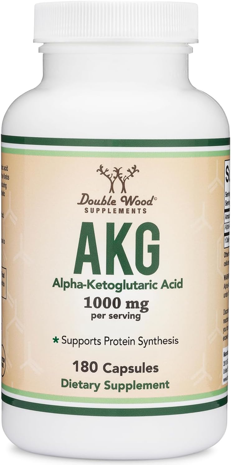 Suplemento AKG 1000mg Double Wood, Gluten Free, 180 Cápsulas