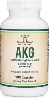 Suplemento AKG 1000mg Double Wood, Gluten Free, 180 Cápsulas