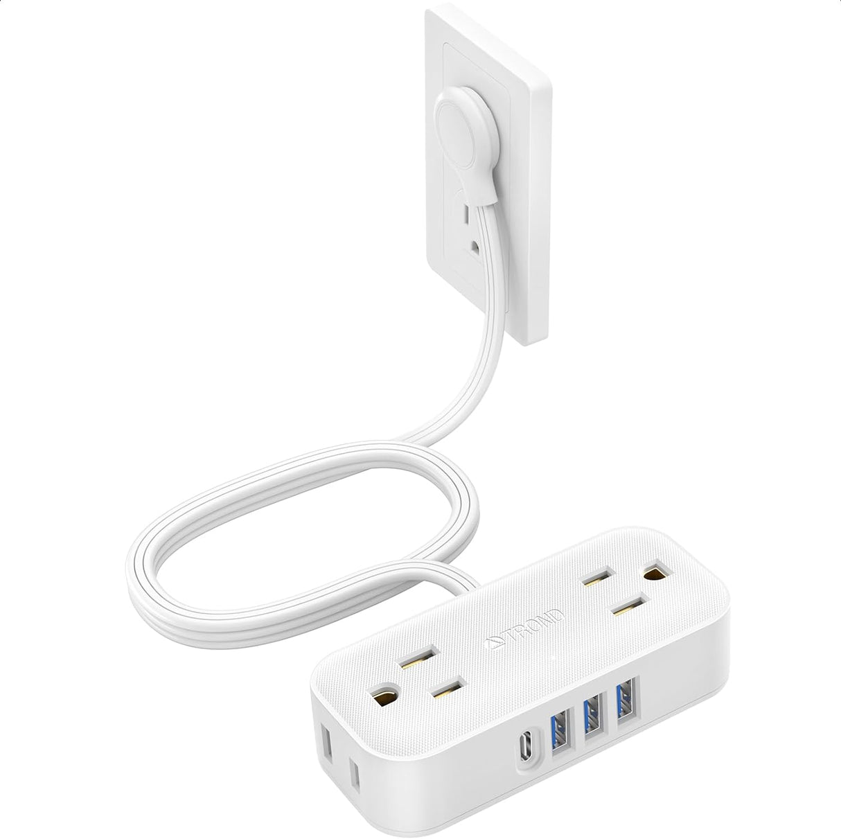 Regleta de alimentación de enchufe plano, cable ultrafino