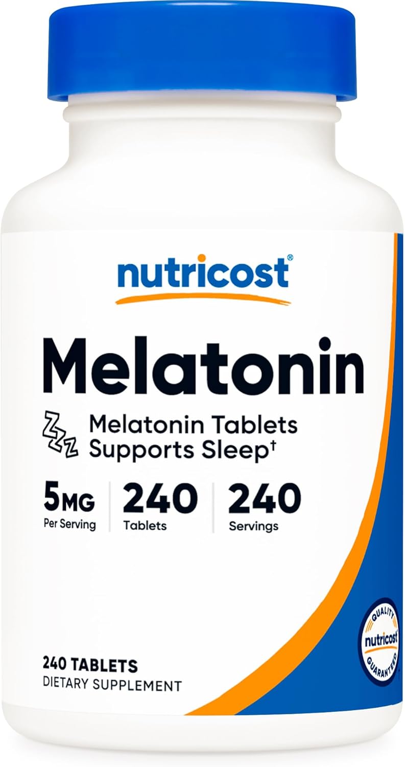 Melatonina 5mg Nutricost, 240 Tabletas, No GMO, Sin Gluten