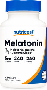 Melatonina 5mg Nutricost, 240 Tabletas, No GMO, Sin Gluten