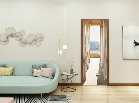 Pegatina 3D para Puerta - Autoadhesiva Marítima - 30.3x78.7