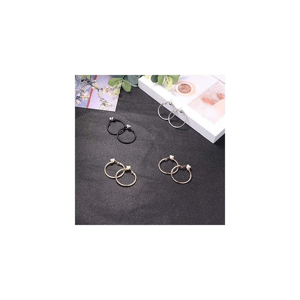 Aretes de aro con clip para mujer