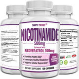 Suplemento Nicotinamida 500mg con Resveratrol 100mg  Vit  B3