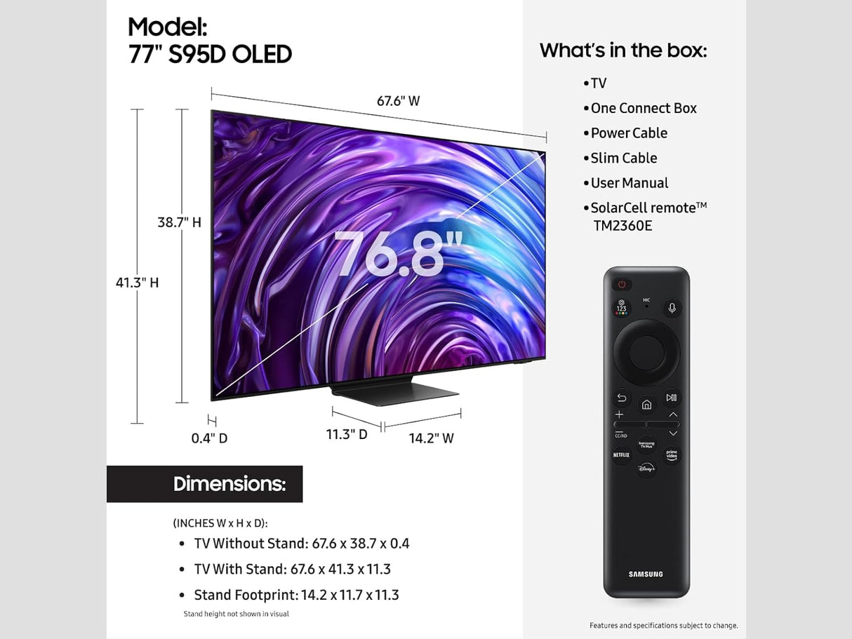 Televisor OLED 4K Smart Samsung S95D, HDR, Dolby Atmos, 2024