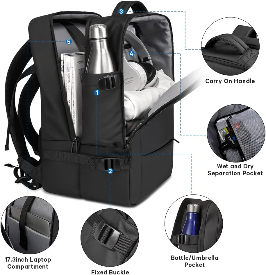 Mochila BANGE para Viajes, Aprobada para Vuelo, 17 Laptop