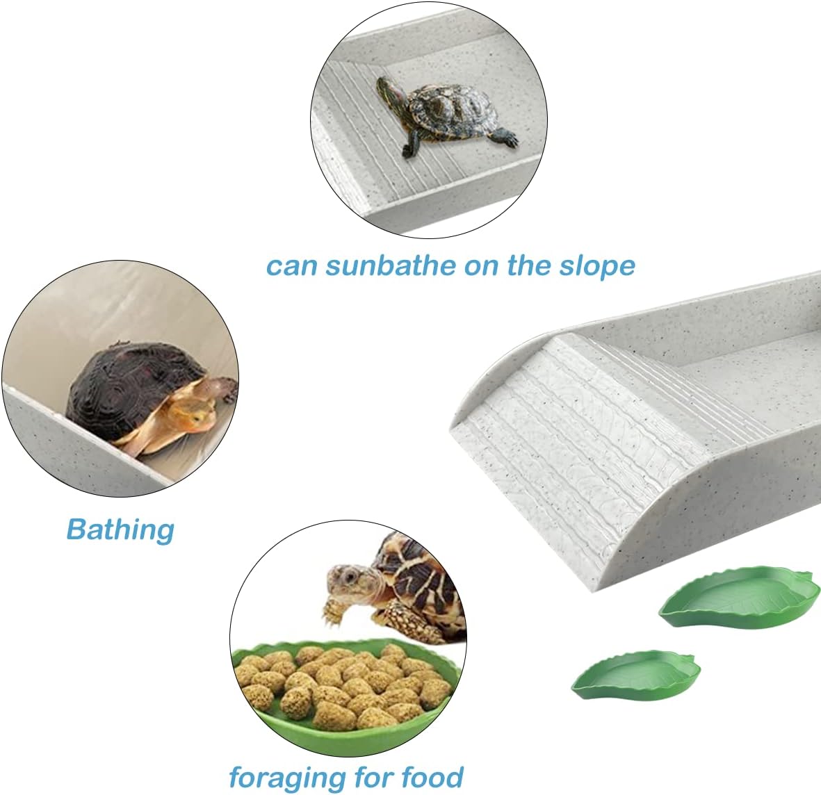 3 PCS Comedero para Tortugas y Plato de Agua, Reptiles