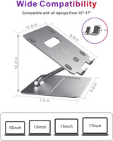 Brocoon - Soporte ajustable para computadora portátil, soporte ergonómico de aluminio para MacBook con ventilación térmica, elevador para portátil compatible con portátiles de 10 a 17 pulgadas