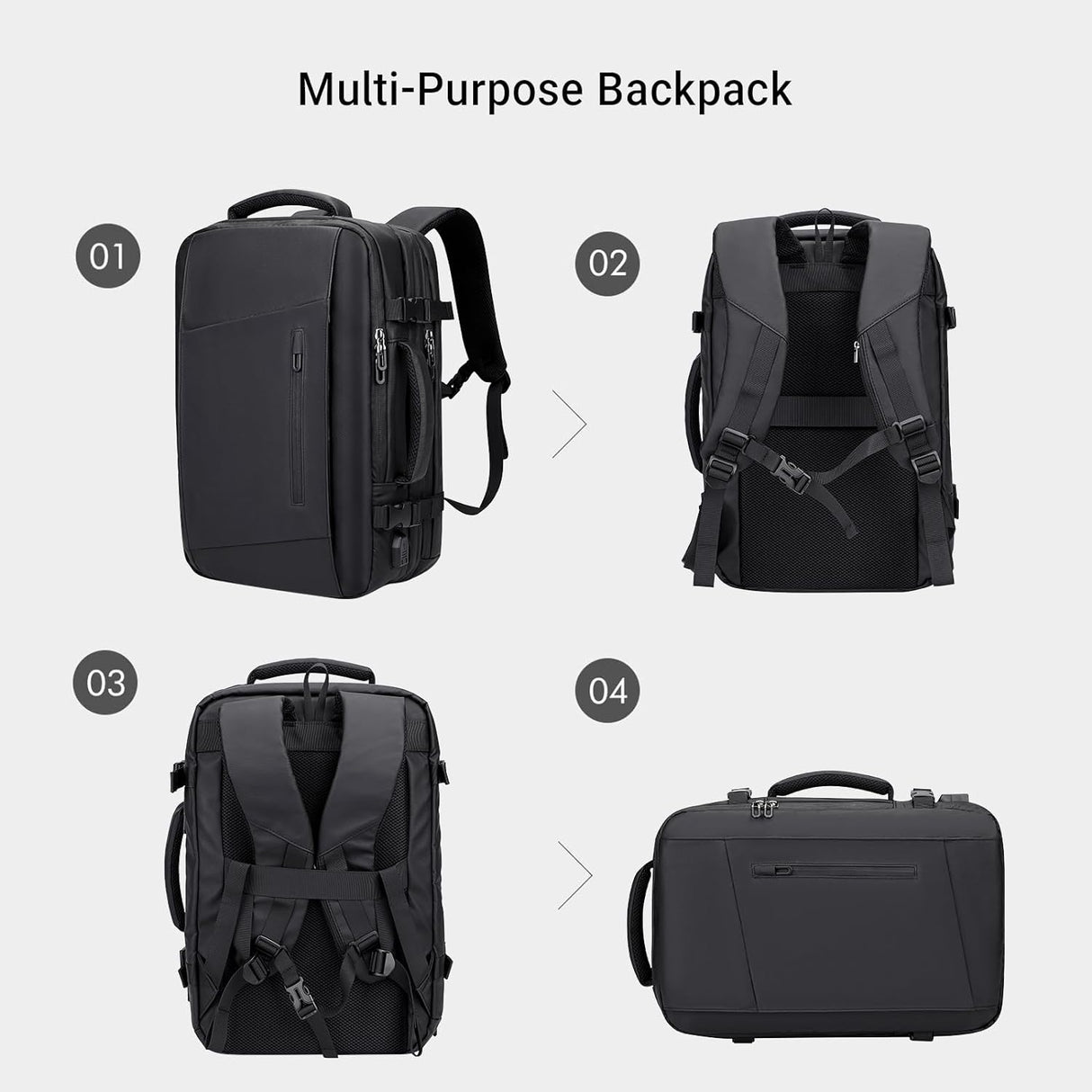 Mochila de viaje para laptop y puerto USB resistente al agua