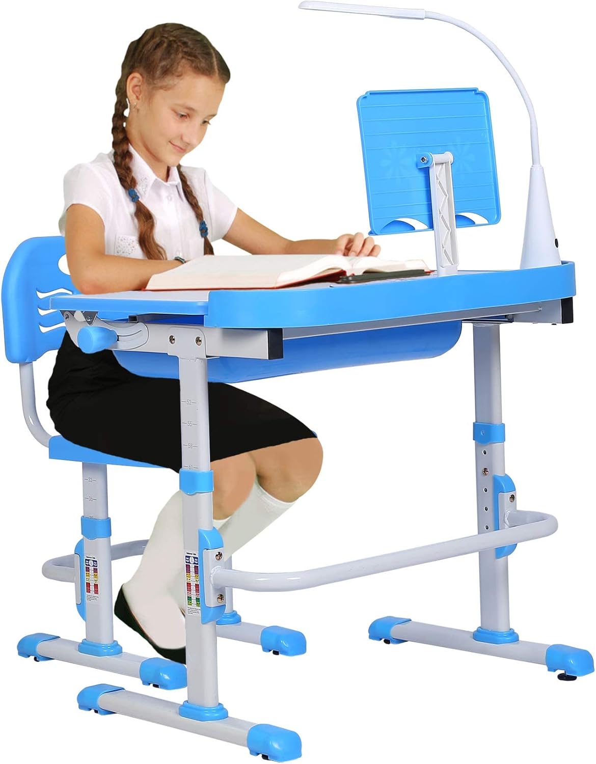 Set Escritorio y Silla Infantil Ajustable con Luz LED y Cajón