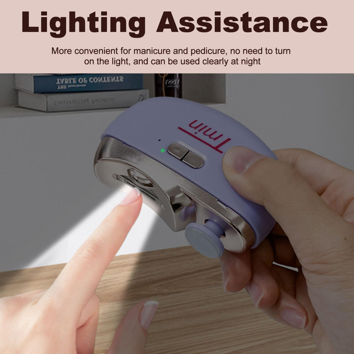 Cortauñas Eléctrico TMIN con Luz y 2 Velocidades, Modelo 2 en 1