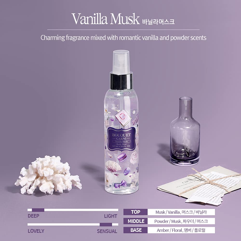 Body Spray Vanilla Musk con Vitamina E y Citrus Acid para Mujeres