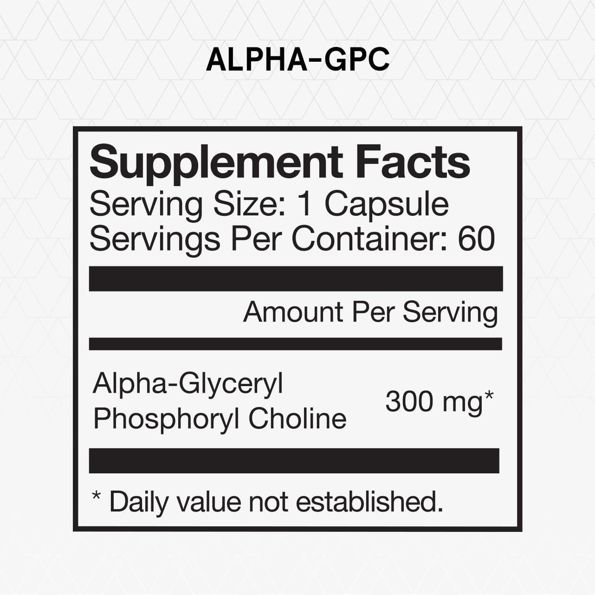 Cápsulas de Alpha GPC, Alta Potencia, Modelo 60 Servings