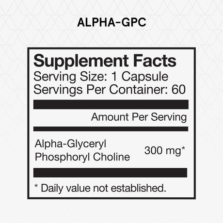 Cápsulas de Alpha GPC, Alta Potencia, Modelo 60 Servings