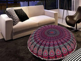 Funda bohemia para cojín, de 32 pulgadas, con diseño de mandala, para meditación, decorativa, otomana, grande, para exteriores, decoración del hogar, decoración de arte en el hogar, redonda, con pompones de algodón, cómoda