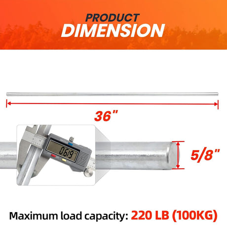 Barras de Acero Zincadas AR-PRO 5/8” x 36” para Carretillas 4005BC