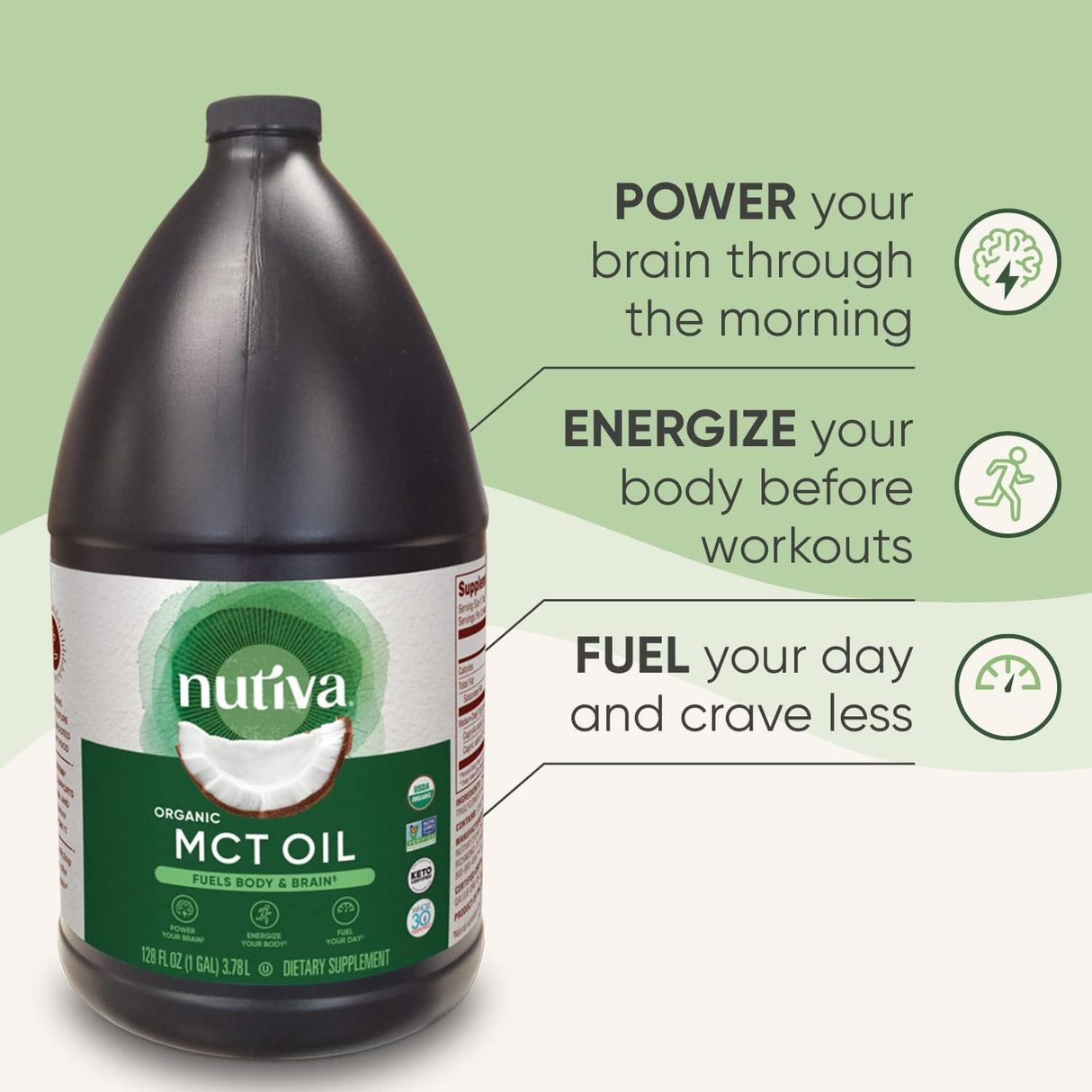 Suplemento Aceite MCT orgánico sin sabor  1 galón  orgánico
