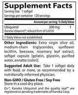 Ubiquinol con Kaneka QH, sin OGM, 200 mg, 120