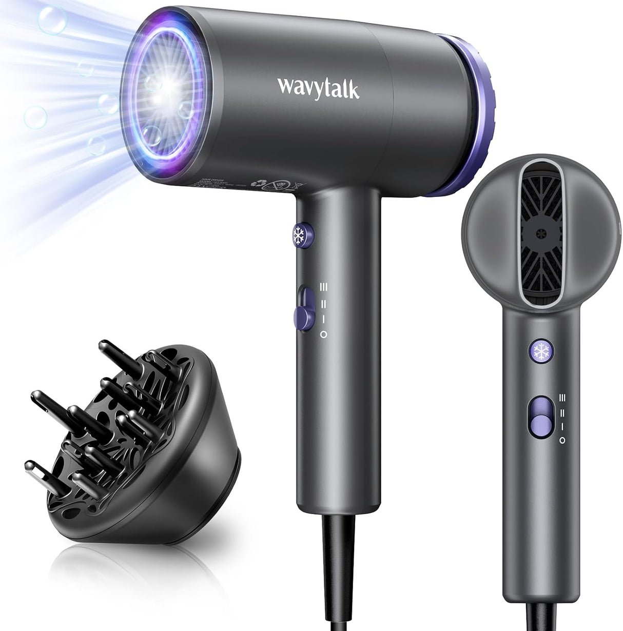 Secador de pelo profesional con difusor 1875W púrpura