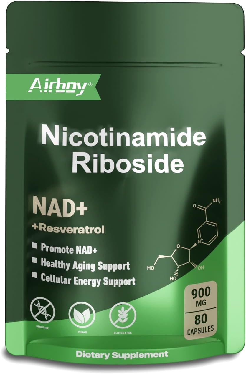 Suplemento Airboy NAD, Antienvejecimiento, Energía - 80 Cápsulas