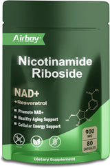 Suplemento Airboy NAD, Antienvejecimiento, Energía - 80 Cápsulas