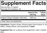 Suplemento Jengibre orgánico 1500 mg, 45 porciones 90 table