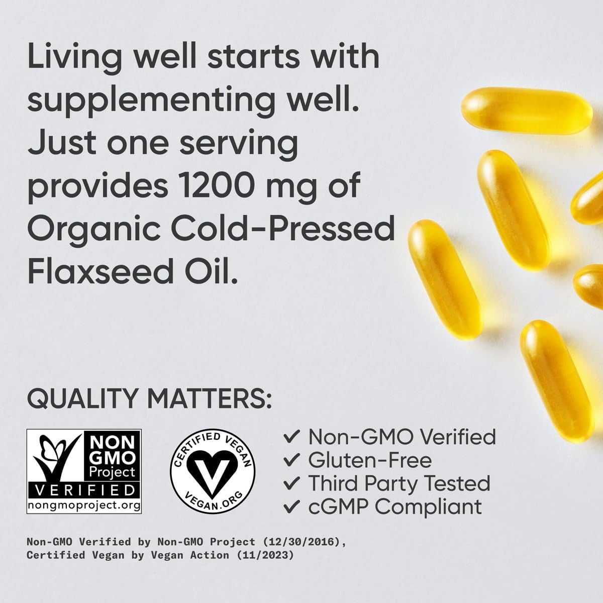 Suplemento de Aceite de Linaza Vegano Sports Research 180 Softgels