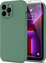DEENAKIN Funda para iPhone 13 Pro Max con protector de pantalla, cubierta de goma de gel de silicona líquida suave y duradera para iPhone 13 Pro Max de 6.7 pulgadas, color verde oscuro