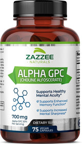 Alpha GPC Choline 700mg, 100% Puro, Vegano, Grado Farmacéutico
