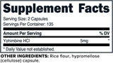 Suplemento Yohimbine HCl 2.5 mg 270 cáp sin OMG y sin gluten