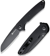 Cuchillo plegable, hoja negra lavada a la piedra con mango