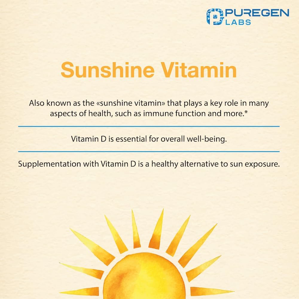 Vitamin D3 50,000 IU Puregen Labs, 100 Cápsulas Vegetales