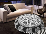 My Dream Carts Cojines redondos de 22 pulgadas para asiento de piso &#34;Solo cubierta&#34;, fundas de cojín decorativas con mandala bohemio, funda de cojín para meditación, puf para yoga, hippie