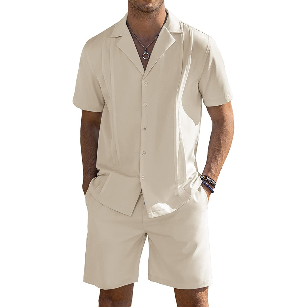 Conjunto deportivo, 2 piezas para hombre, camisa cubana