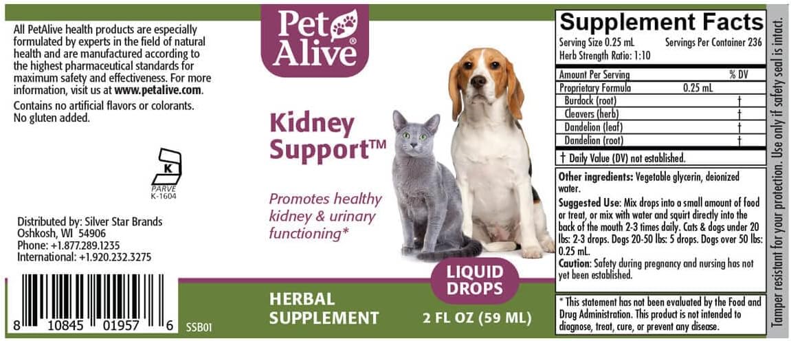 Suplemento Herbal PetAlive para Riñones y Urinario 59 mL