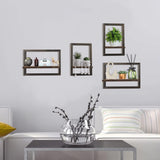 Estanterías Flotantes de Madera Idee-Home, Set de 4 Rústicas
