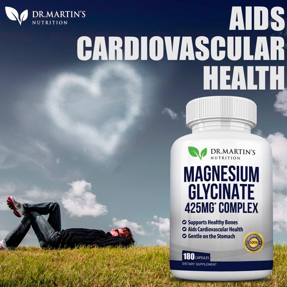 Magnesio Glycinato Premium 425mg - 180 Cápsulas Vegan