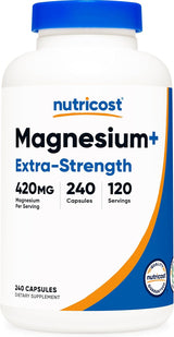 Glicinato de Magnesio 420 mg, 240 Cápsulas - 120 Porciones