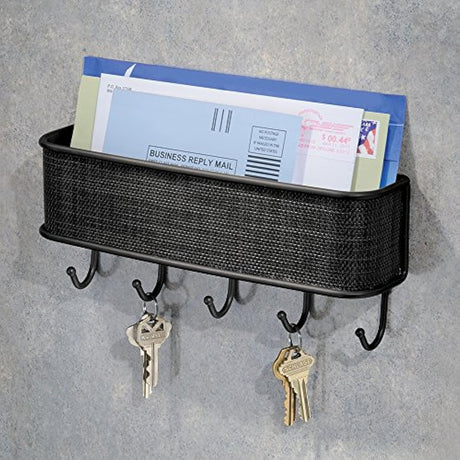 Soporte de pared para llaves y correo, doble cesta