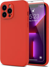DEENAKIN Funda para iPhone 13 Pro Max con protector de pantalla, cubierta de goma de gel de silicona líquida suave y duradera para iPhone 13 Pro Max de 6.7 pulgadas, color rojo