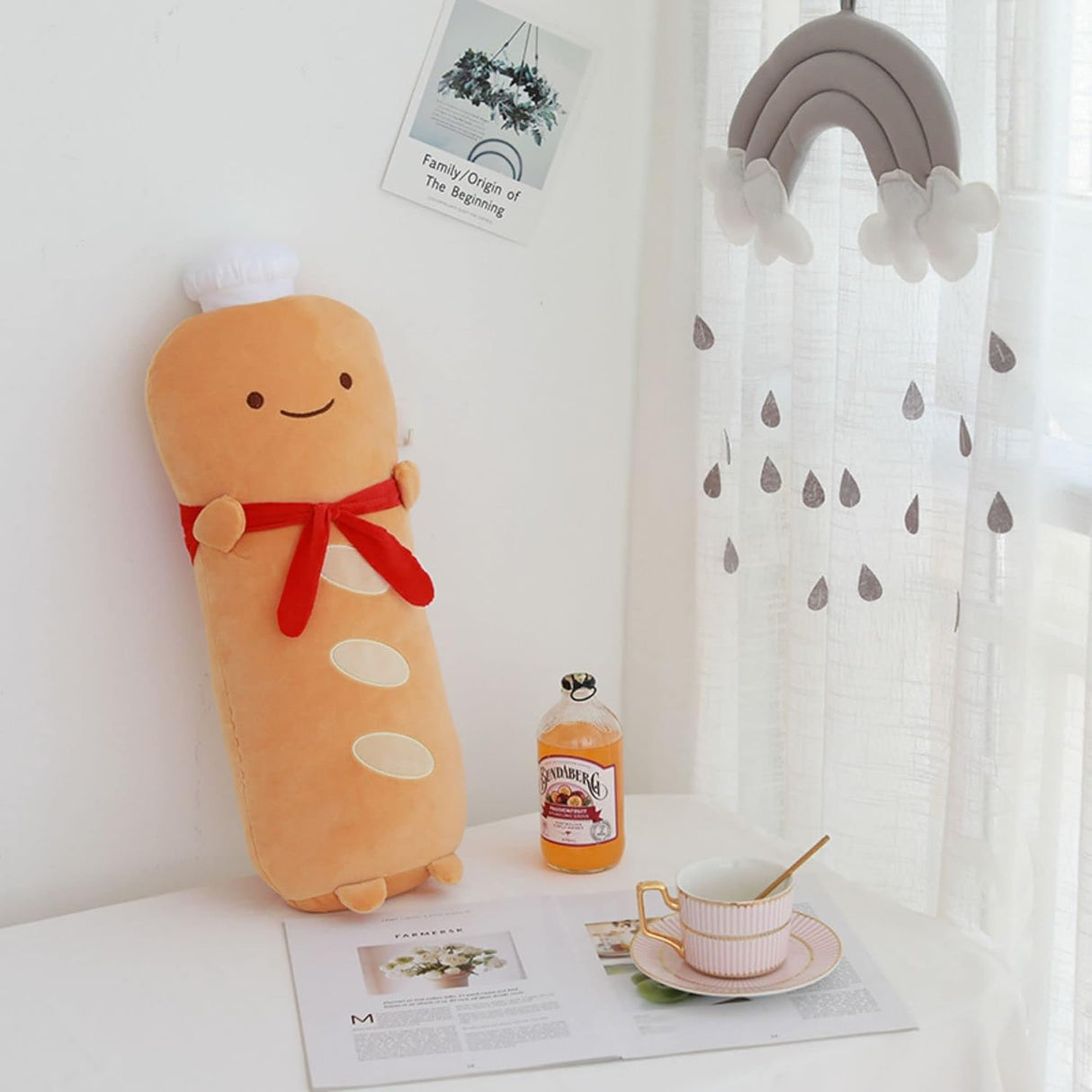 Peluche de pan tostado de comida divertida marrón