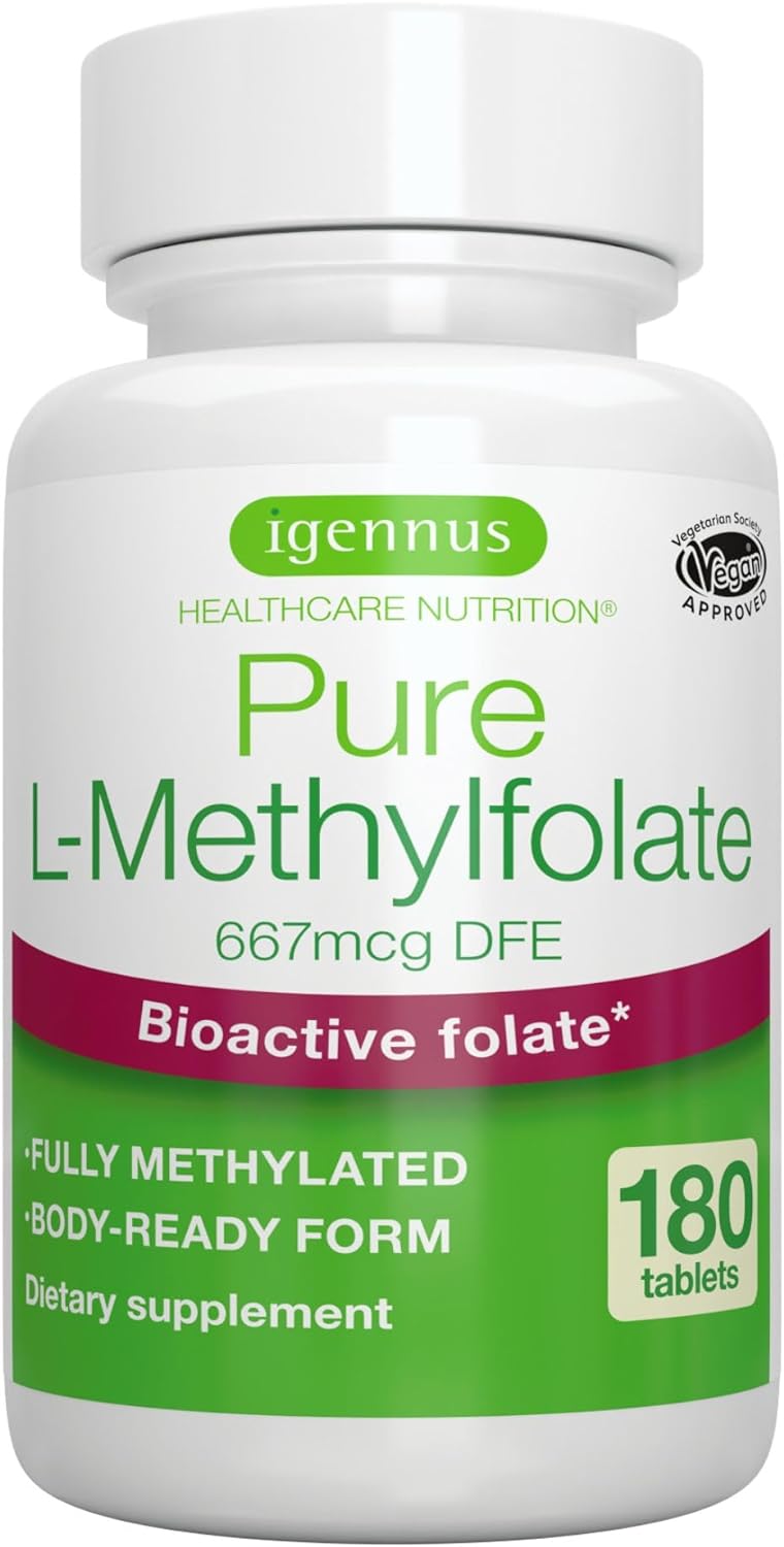 Suplemento Folato puro de 400 mcg, metilfolato optimizado