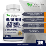 Magnesio Glycinato Premium 425mg - 180 Cápsulas Vegan